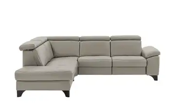 Kollektion Kraft Ecksofa Echtleder Linda Grau links Erweiterte Funktion