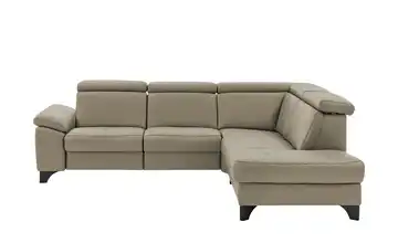 Kollektion Kraft Ecksofa Echtleder Linda Greige rechts ohne