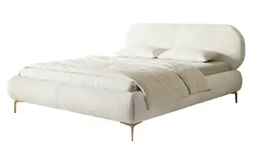 Polsterbett mit Bettkasten 140x200 cm Creme Goldfarben