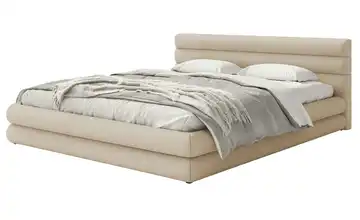 Polsterbett mit Bettkasten 140x200 cm Hellbeige Chenille