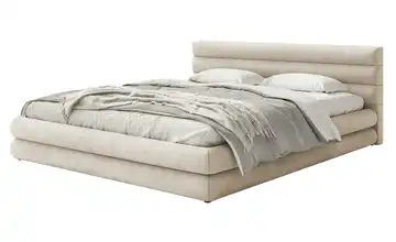 Polsterbett mit Bettkasten 140x200 cm Hellbeige Velours