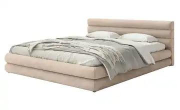 Polsterbett mit Bettkasten 140x200 cm Beige Velours
