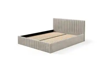 Polsterbett mit Bettkasten 200x200 cm Beige