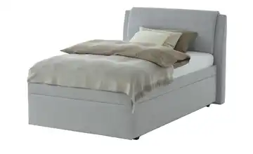 Polsterbett mit Stauraum 140 cm Flachgewebe Silbergrau