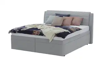 Polsterbett mit Stauraum 180 cm Flachgewebe Silbergrau
