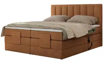 Motor Boxspringbett mit Bettkasten Webstoff H4 Orange 200x200 cm