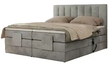 Motor Boxspringbett mit Bettkasten Silbergrau 200x200 cm H3 Samt
