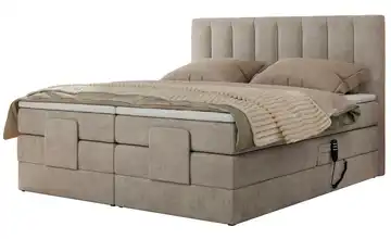 Motor Boxspringbett mit Bettkasten Webstoff H4 Beige 160x200 cm