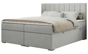 Boxbett mit Bettkasten Webstoff H4 Hellgrau 160x200 cm