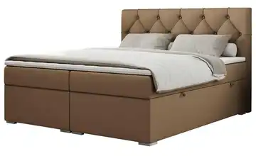 Boxbett mit Bettkasten H4 Kunstleder Braun 120x200 cm