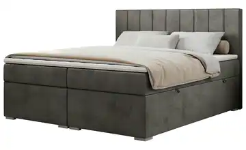 Boxbett mit Bettkasten Velours H3 Basaltgrau 180x200 cm