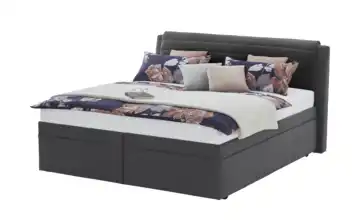 Polsterbett mit Stauraum 180 cm Webstoff Graphit, Schwarz