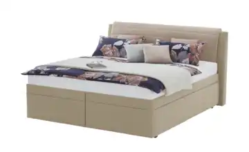 Polsterbett mit Stauraum 180 cm Webstoff Beige