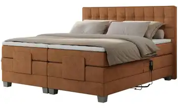 Motor Boxspringbett mit Bettkasten Webstoff H4 160x200 cm Orange
