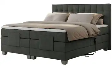 Motor Boxspringbett mit Bettkasten Webstoff H4 160x200 cm Dunkelgrau