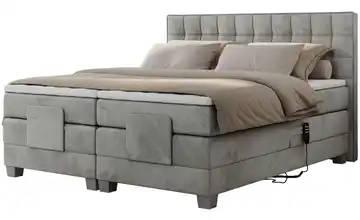 Motor Boxspringbett mit Bettkasten Samt H4 180x200 cm Silbergrau