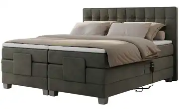Motor Boxspringbett mit Bettkasten Samt H3 200x200 cm Basaltgrau