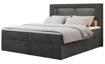 Boxbett mit Bettkasten Dunkelgrau H3 200x200 cm Webstoff