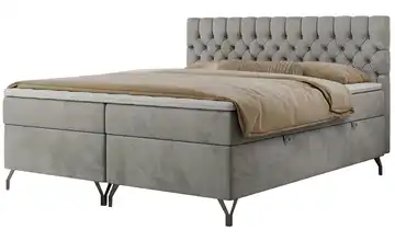 Boxbett mit Bettkasten 160x200 cm H3 Silbergrau Samt