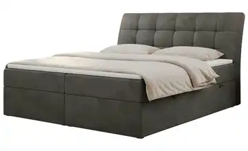 Boxbett mit Bettkasten 200x200 cm H3 Basaltgrau Samt