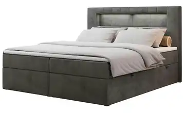 Boxbett mit Bettkasten Basaltgrau H3 140x200 cm Samt