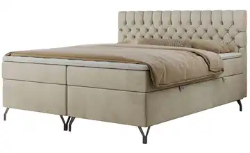 Boxbett mit Bettkasten 200x200 cm H3 Creme Samt