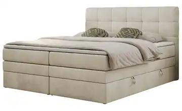 Boxspringbett mit Bettkasten 120x200 cm H3 Creme Samt