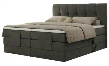 Motor Boxspringbett mit Bettkasten 200x200 cm H3 Basaltgrau Samt
