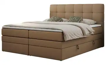 Boxspringbett mit Bettkasten 140x200 cm H3 Braun Kunstleder