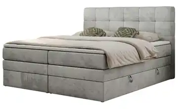 Boxspringbett mit Bettkasten 140x200 cm H3 Silbergrau Samt