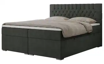 Boxbett mit Bettkasten Dunkelgrau H4 200x200 cm Webstoff