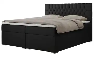 Boxbett mit Bettkasten Schwarz H4 200x200 cm Kunstleder