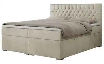 Boxbett mit Bettkasten Creme H4 120x200 cm Samt