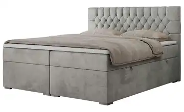 Boxbett mit Bettkasten Silbergrau H4 200x200 cm Samt