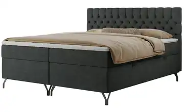 Boxbett mit Bettkasten Webstoff H4 140x200 cm Dunkelgrau