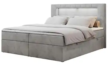 Boxbett mit Bettkasten Silbergrau H4 180x200 cm Samt