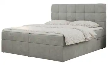 Boxbett mit Bettkasten 200x200 cm H3 Hellgrau Webstoff