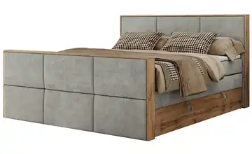 Boxspringbett mit Bettkasten H3 120x200 cm Hellgrau Webstoff