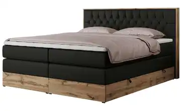 Boxspringbett mit Bettkasten 140x200 cm H4 Schwarz Kunstleder