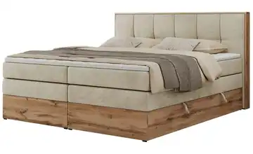 Boxspringbett mit Bettkasten 140x200 cm H3 Creme Samt