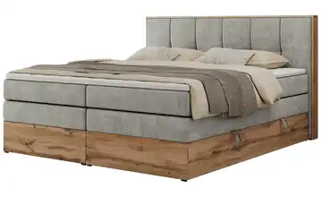 Boxspringbett mit Bettkasten 140x200 cm H3 Hellgrau Webstoff