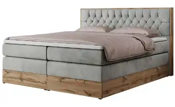Boxspringbett mit Bettkasten 140x200 cm H3 Silbergrau Samt