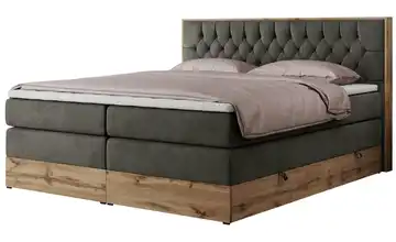 Boxspringbett mit Bettkasten 140x200 cm H3 Basaltgrau Samt
