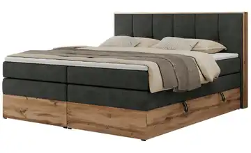 Boxspringbett mit Bettkasten 160x200 cm H3 Dunkelgrau Webstoff
