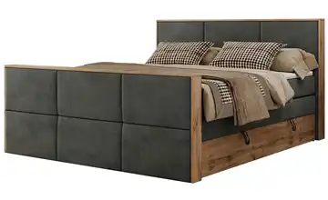 Boxspringbett mit Bettkasten H3 140x200 cm Basaltgrau Samt