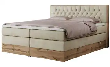 Boxspringbett mit Bettkasten 140x200 cm H3 Creme Samt