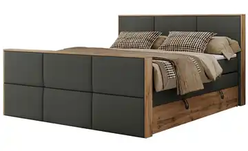 Boxspringbett mit Bettkasten H3 120x200 cm Anthrazit Kunstleder