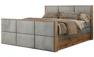 Boxspringbett mit Bettkasten H3 120x200 cm Silbergrau Samt