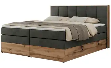 Boxspringbett mit Bettkasten 140x200 cm H3 Basaltgrau Samt