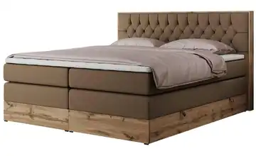 Boxspringbett mit Bettkasten 140x200 cm H3 Braun Kunstleder